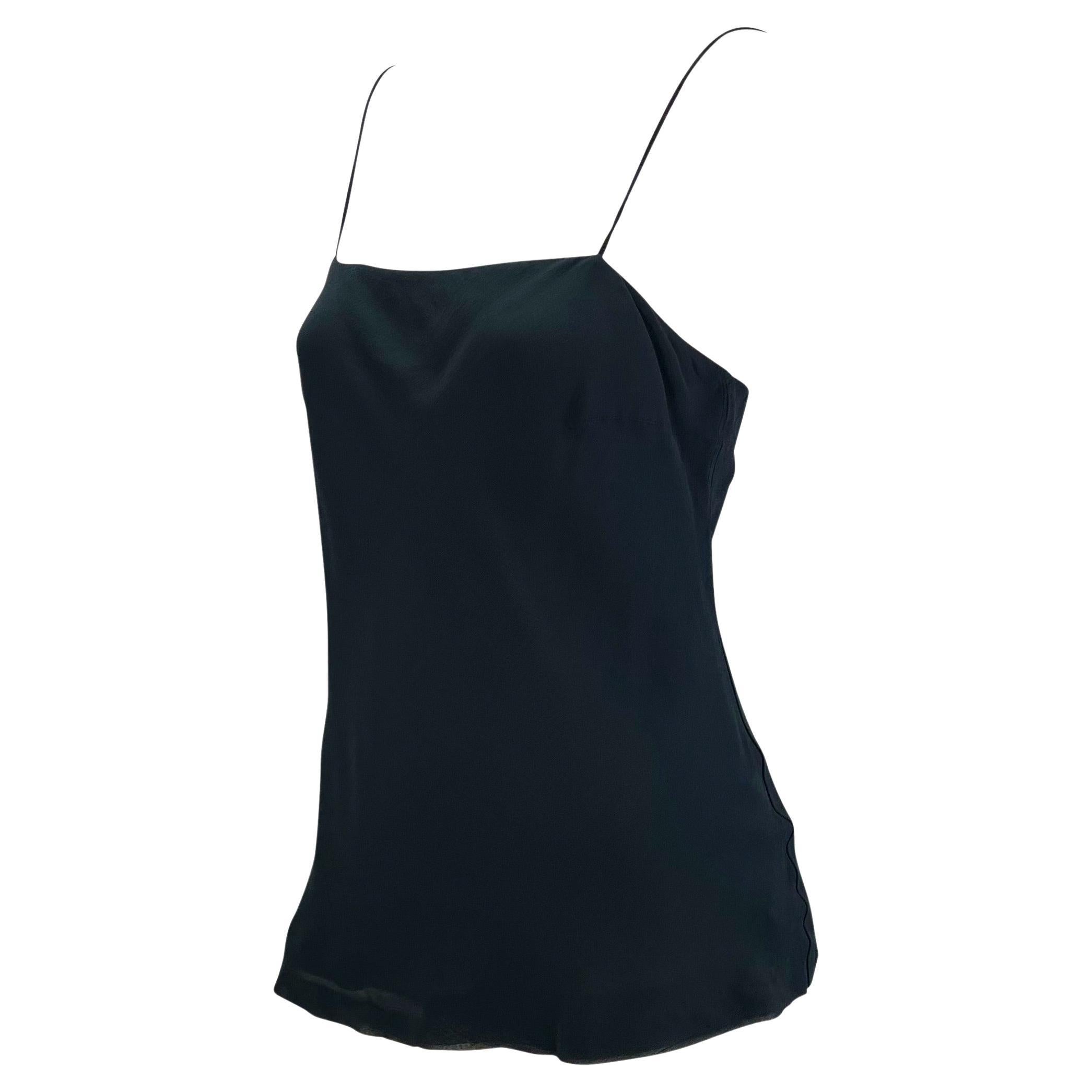 S/S 1997 Gucci by Tom Ford Navy Sheer Crepe Chiffon Silk Blend Tank Top For Sale