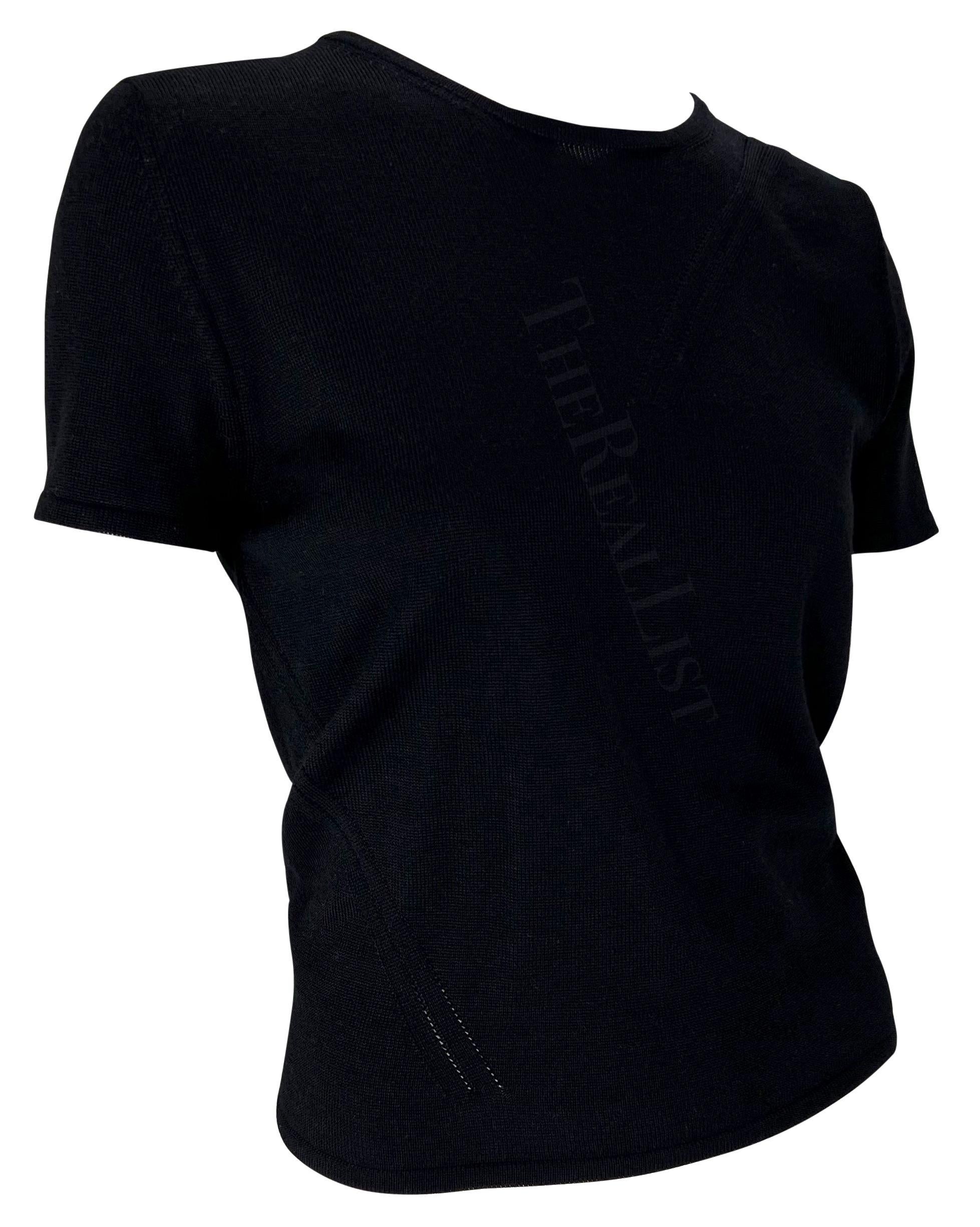 S/S 1997 Gucci by Tom Ford Open Back Black Stretch Knit Short-Sleeve Top In Good Condition For Sale In West Hollywood, CA