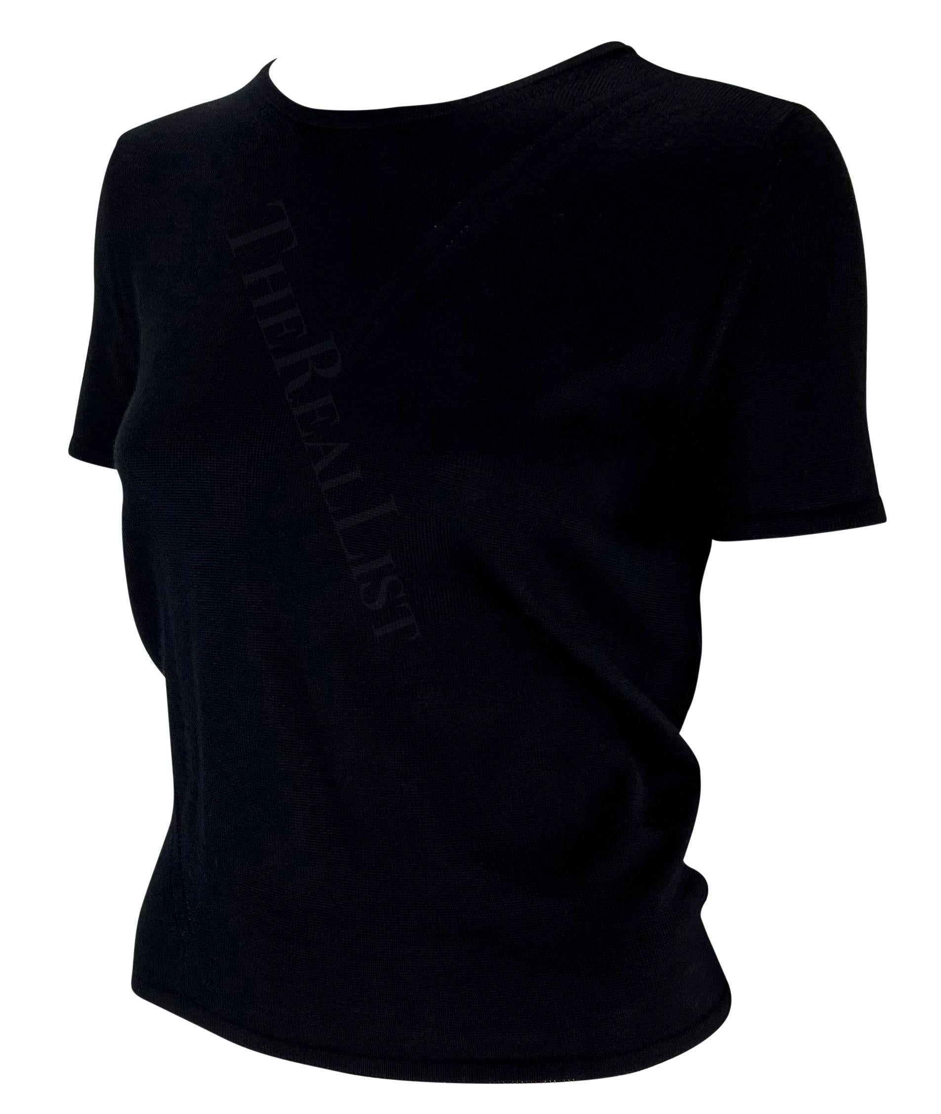 S/S 1997 Gucci by Tom Ford Open Back Black Stretch Knit Short-Sleeve Top For Sale 1
