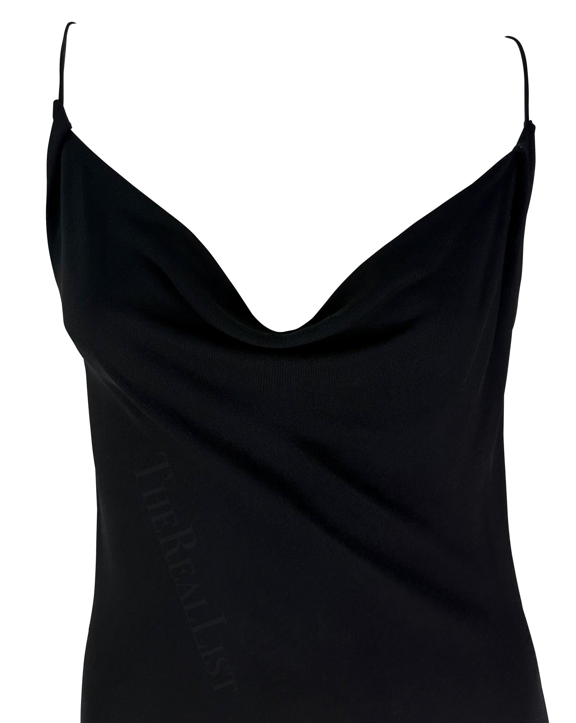 S/S 1997 Gucci by Tom Ford Plunging Cowl Black Slip Bodycon Gown  In Excellent Condition For Sale In West Hollywood, CA
