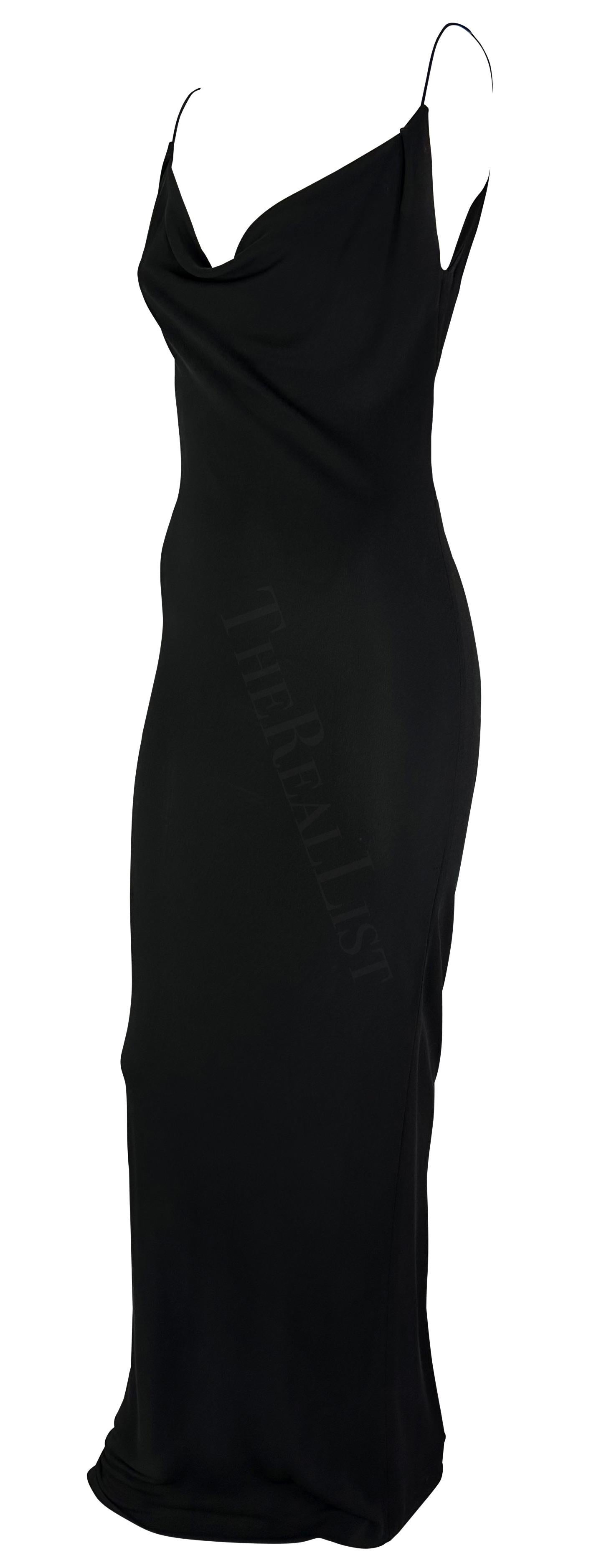 Women's S/S 1997 Gucci by Tom Ford Plunging Cowl Black Slip Bodycon Gown  For Sale