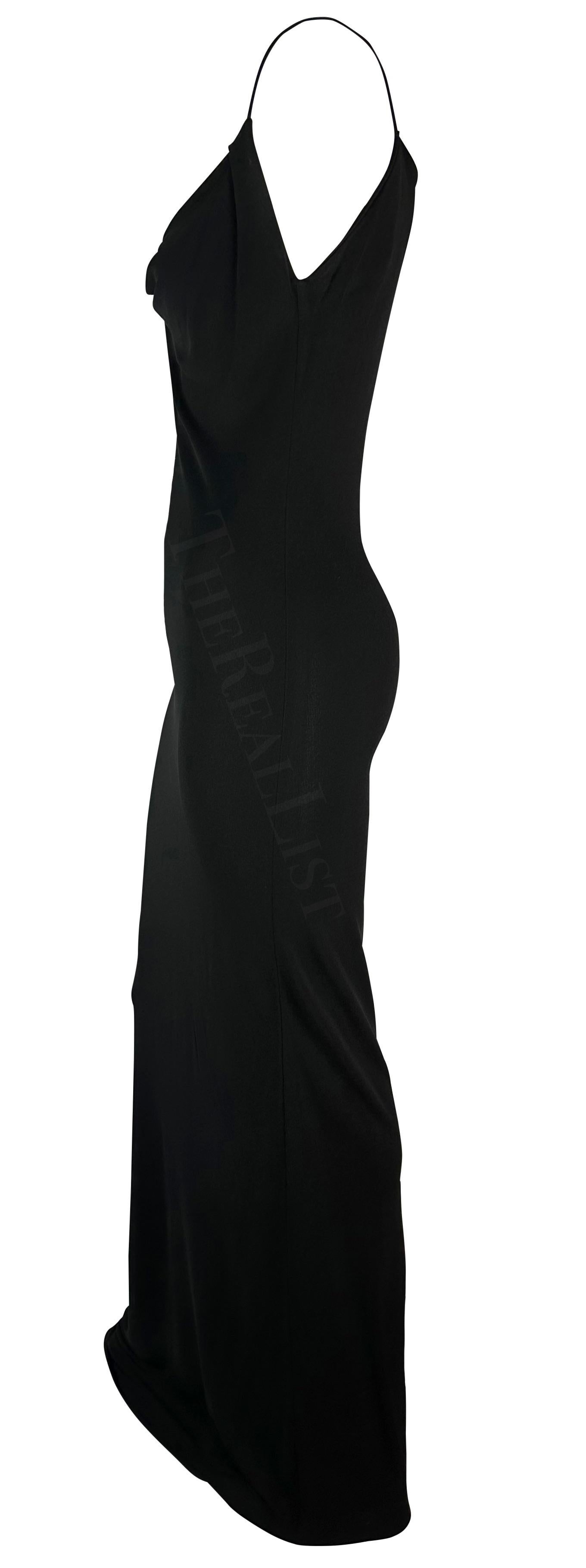 S/S 1997 Gucci by Tom Ford Plunging Cowl Black Slip Bodycon Gown  For Sale 1