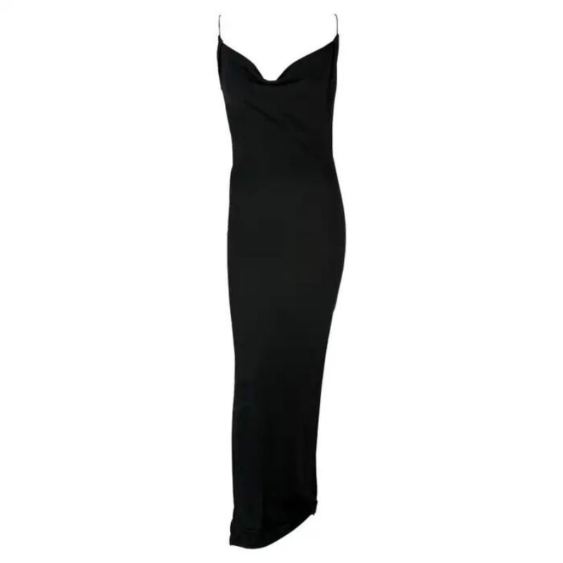 F/S 1997 Gucci by Tom Ford Schwarzes Slip-Bodycon-Kleid mit tiefem Ausschnitt im Angebot