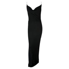 S/S 1997 Gucci by Tom Ford Plunging Cowl Black Slip Bodycon Gown 