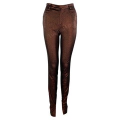 Pantalon extensible cuivré métallisé skinny en lurex Gucci by Tom Ford Runway Ad S/S 1997