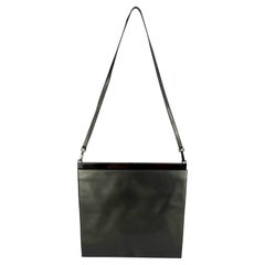 S/S 1997 Gucci by Tom Ford Runway Convertible Charcoal Leather Flat Bag