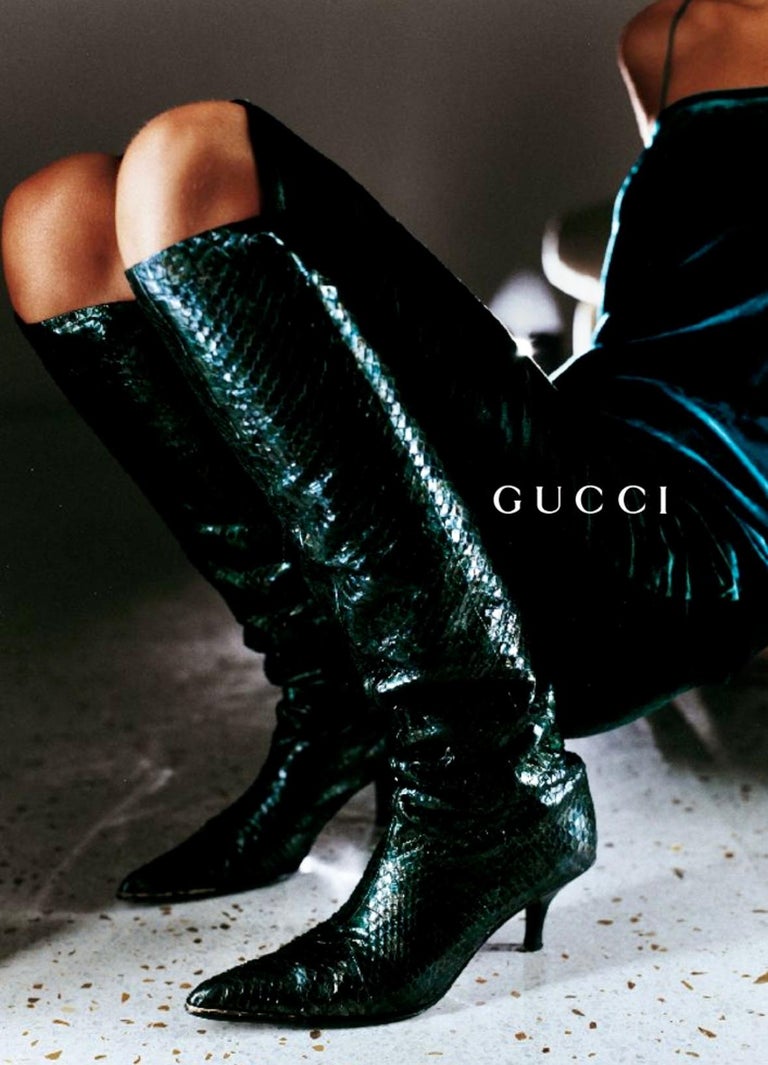 S/S 1997 Gucci by Tom Ford Runway Green Blue Ombr Velvet Shift Dress For  Sale at 1stDibs