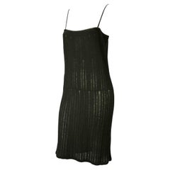 S/S 1997 Gucci by Tom Ford Runway Olive Green Sheer Knit Stretch Tube Dress
