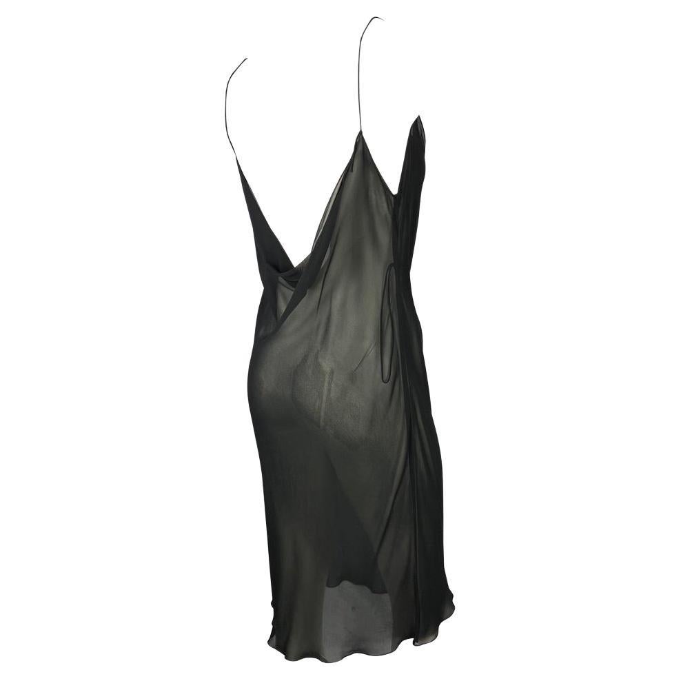 S/S 1997 Gucci by Tom Ford Runway Sheer Black Cowl Neck Dress In Good Condition For Sale In West Hollywood, CA