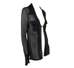S/S 1997 Gucci by Tom Ford Sheer Black Viscose Pocket GG Clasp Top