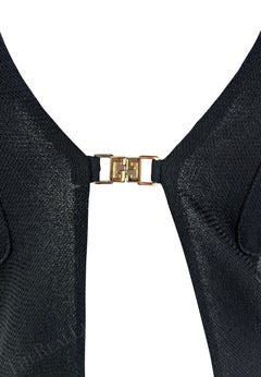 S/S 1997 Gucci by Tom Ford Sheer Black Viscose Pocket GG Clasp Top