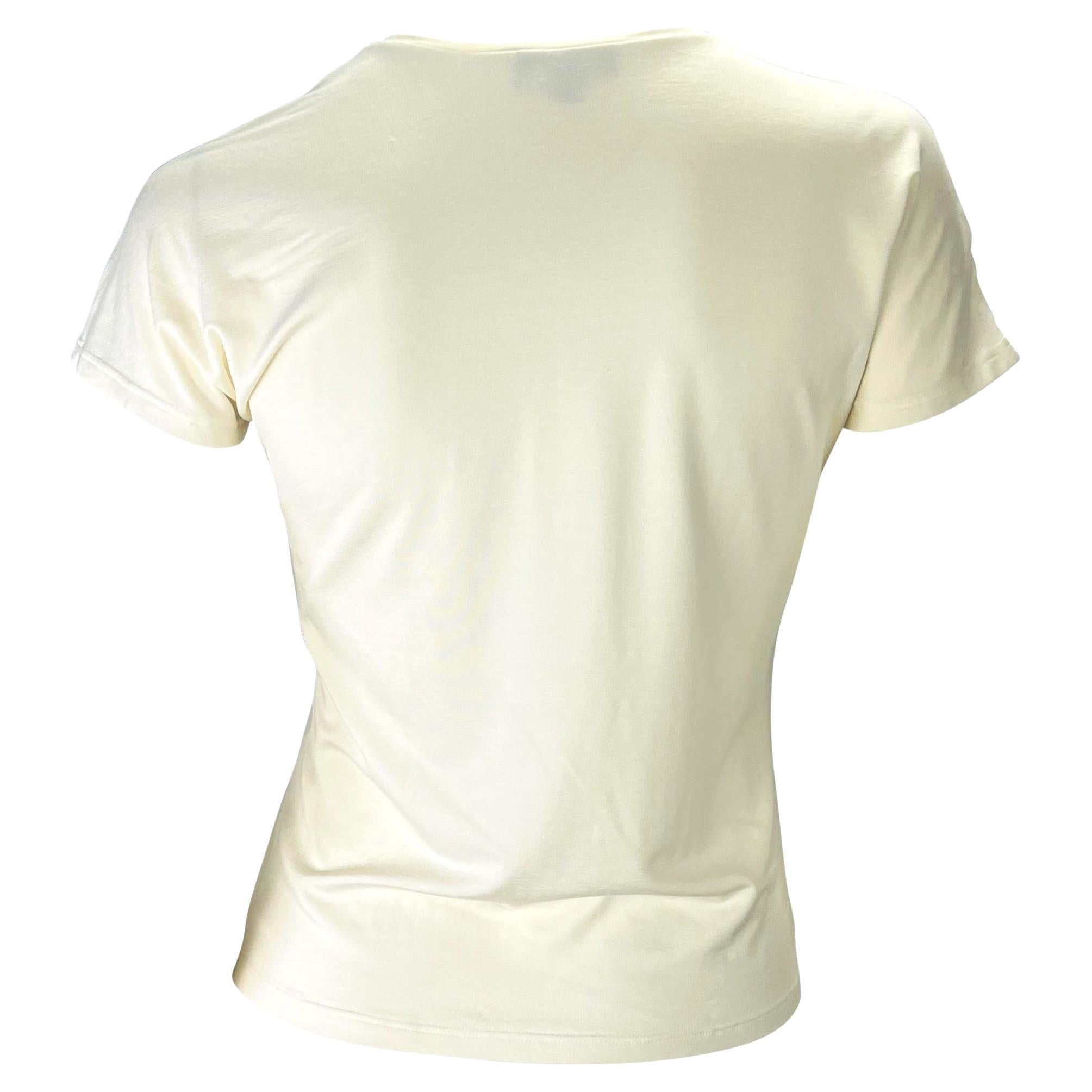 S/S 1997 Gucci for Gucci White Stretch V-Neck Tapered T-Shirt (Weiß) im Angebot