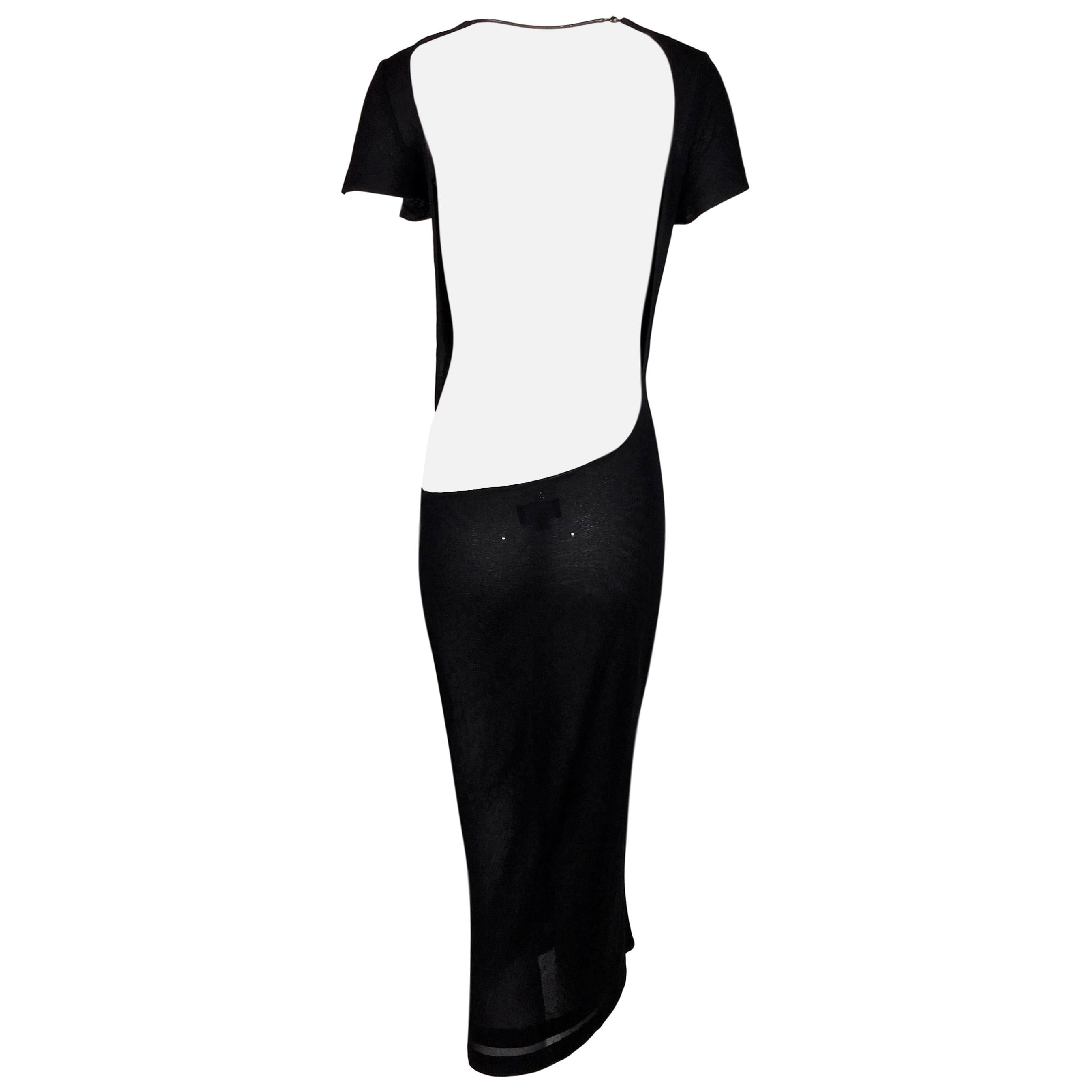 S/S 1997 Gucci Tom Ford Sheer Black Plunging Backless Necklace Dress