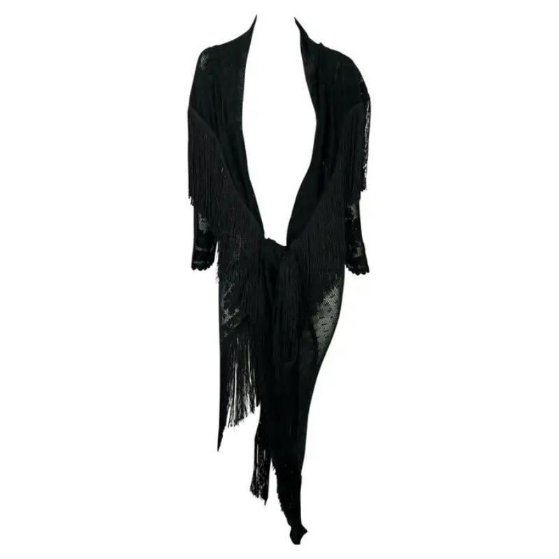 S/S 1997 John Galliano Runway Sheer Black Fringe Lace Flamenco Shawl