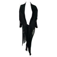 S/S 1997 John Galliano Laufsteg Transparenter schwarzer Fransen-Spitzen-Flamenco-Schal