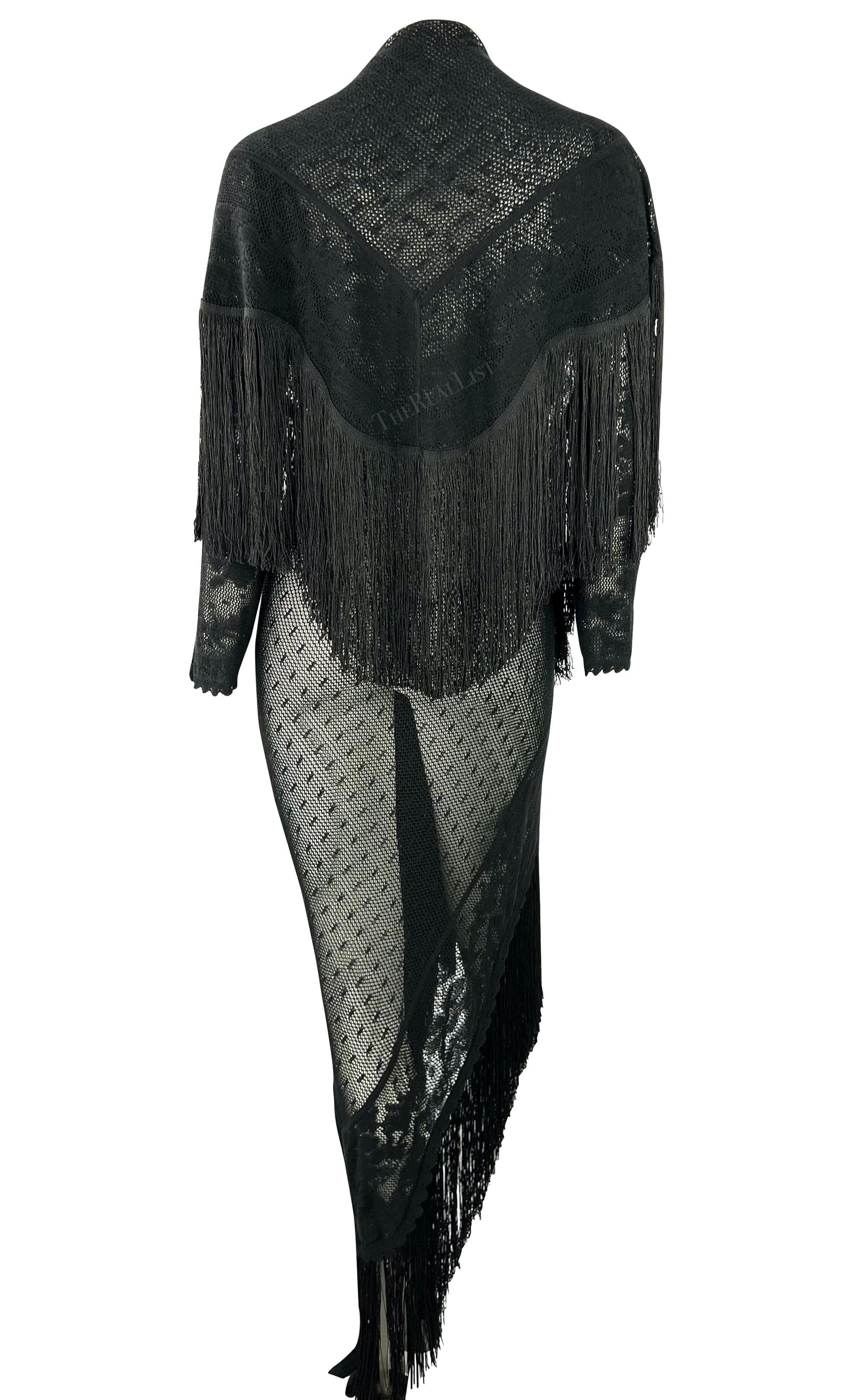 Châle flamenco à franges et dentelle noire transparente de défilé John Galliano, P/E 1997  en vente 1