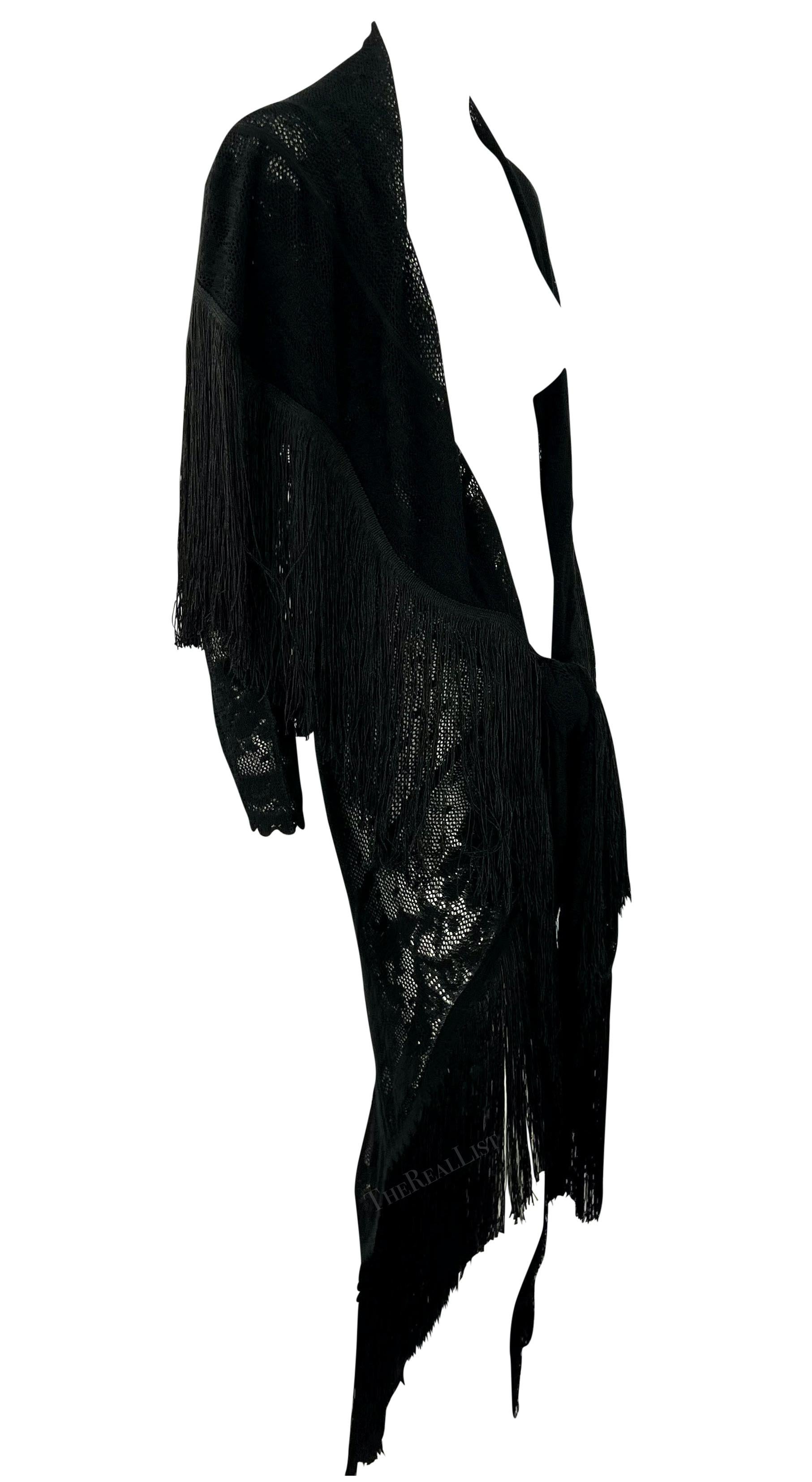 S/S 1997 John Galliano Runway Sheer Black Fringe Lace Flamenco Shawl  For Sale 3