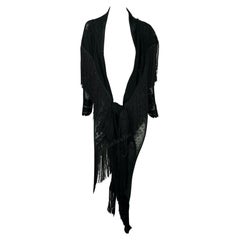 Vintage S/S 1997 John Galliano Runway Sheer Black Fringe Lace Flamenco Shawl 