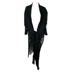 S/S 1997 John Galliano Runway Sheer Black Fringe Lace Flamenco Shawl 