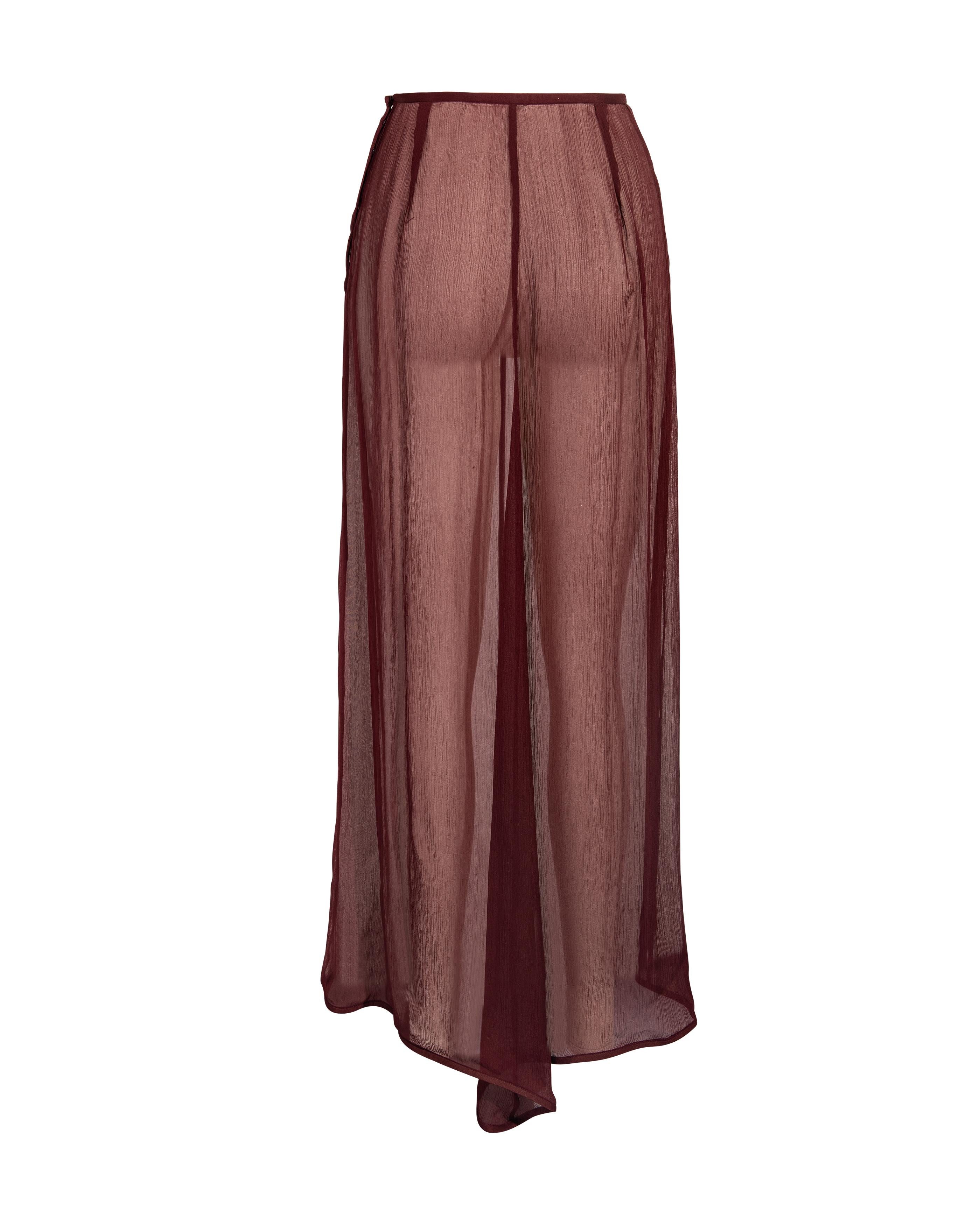 S/S 1997 Prada by Miuccia Prada Merlot Silk Chiffon Skirt Set 6