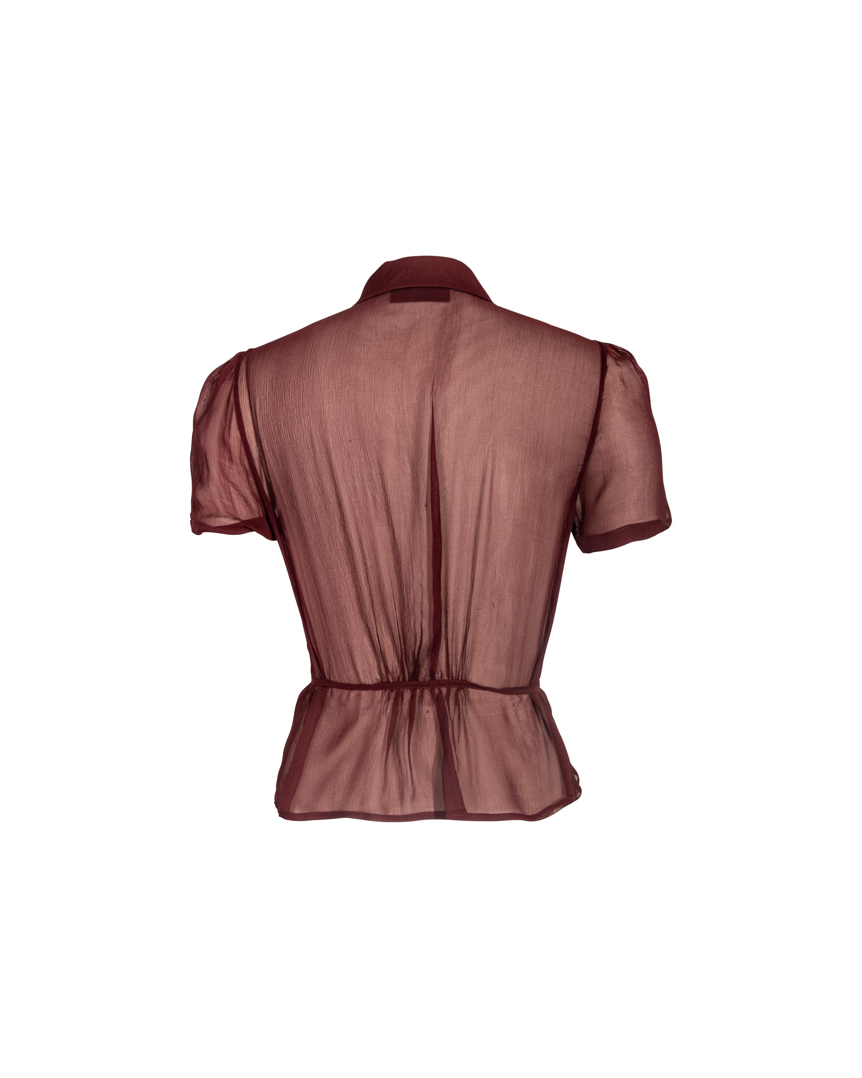 S/S 1997 Prada by Miuccia Prada Merlot Silk Chiffon Skirt Set 11
