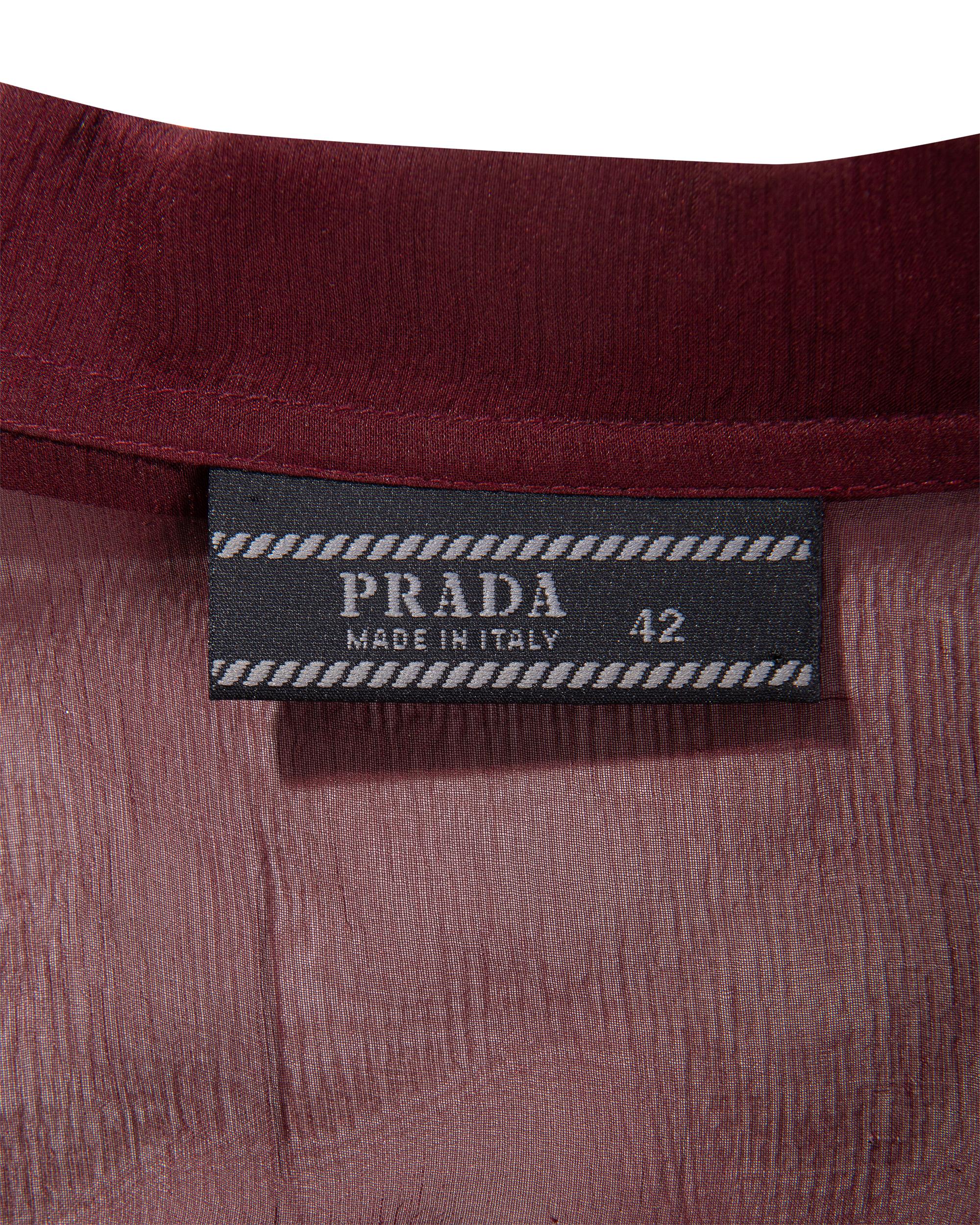 S/S 1997 Prada by Miuccia Prada Merlot Silk Chiffon Skirt Set 12