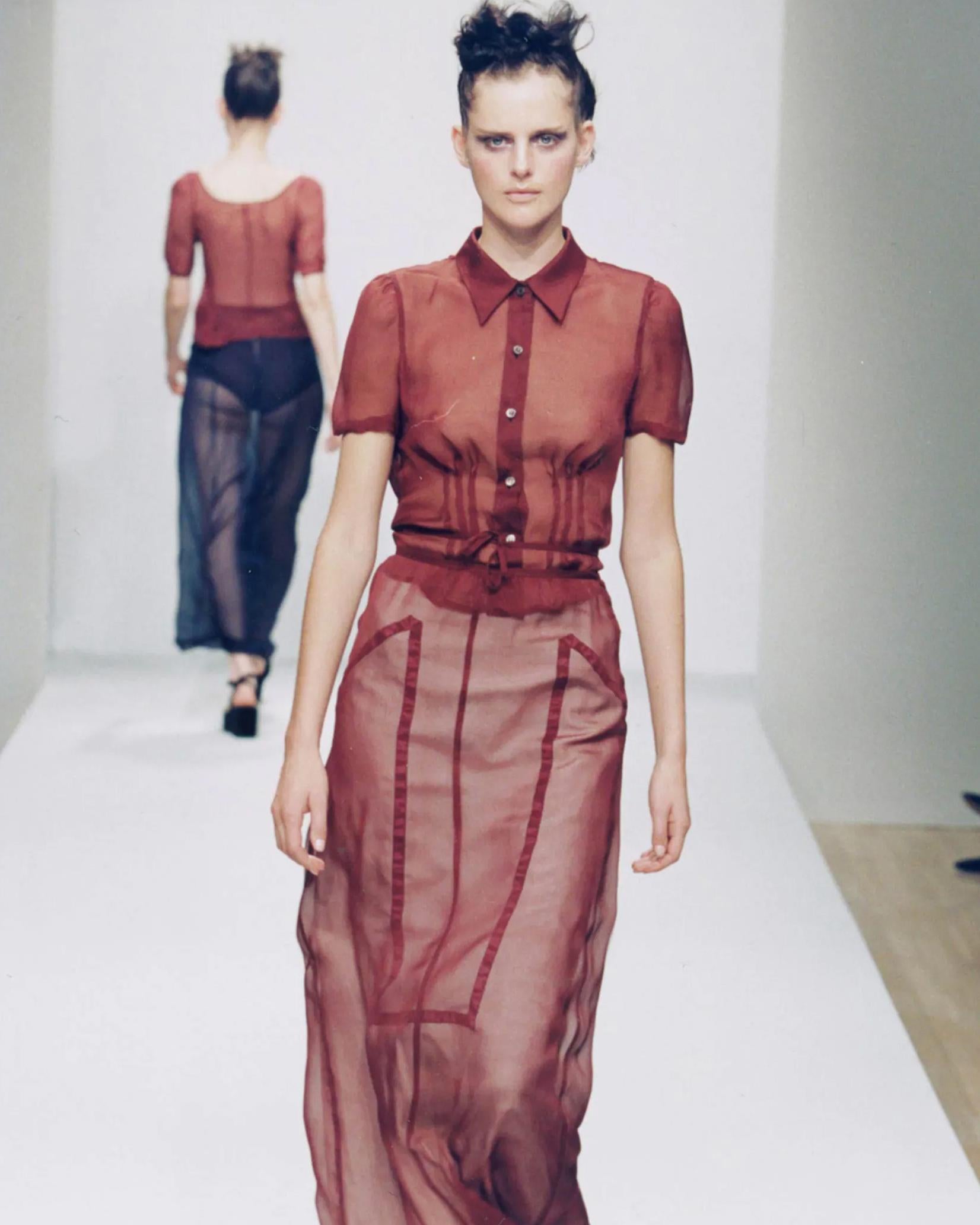 S/S 1997 Prada by Miuccia Prada Merlot Silk Chiffon Skirt Set 2