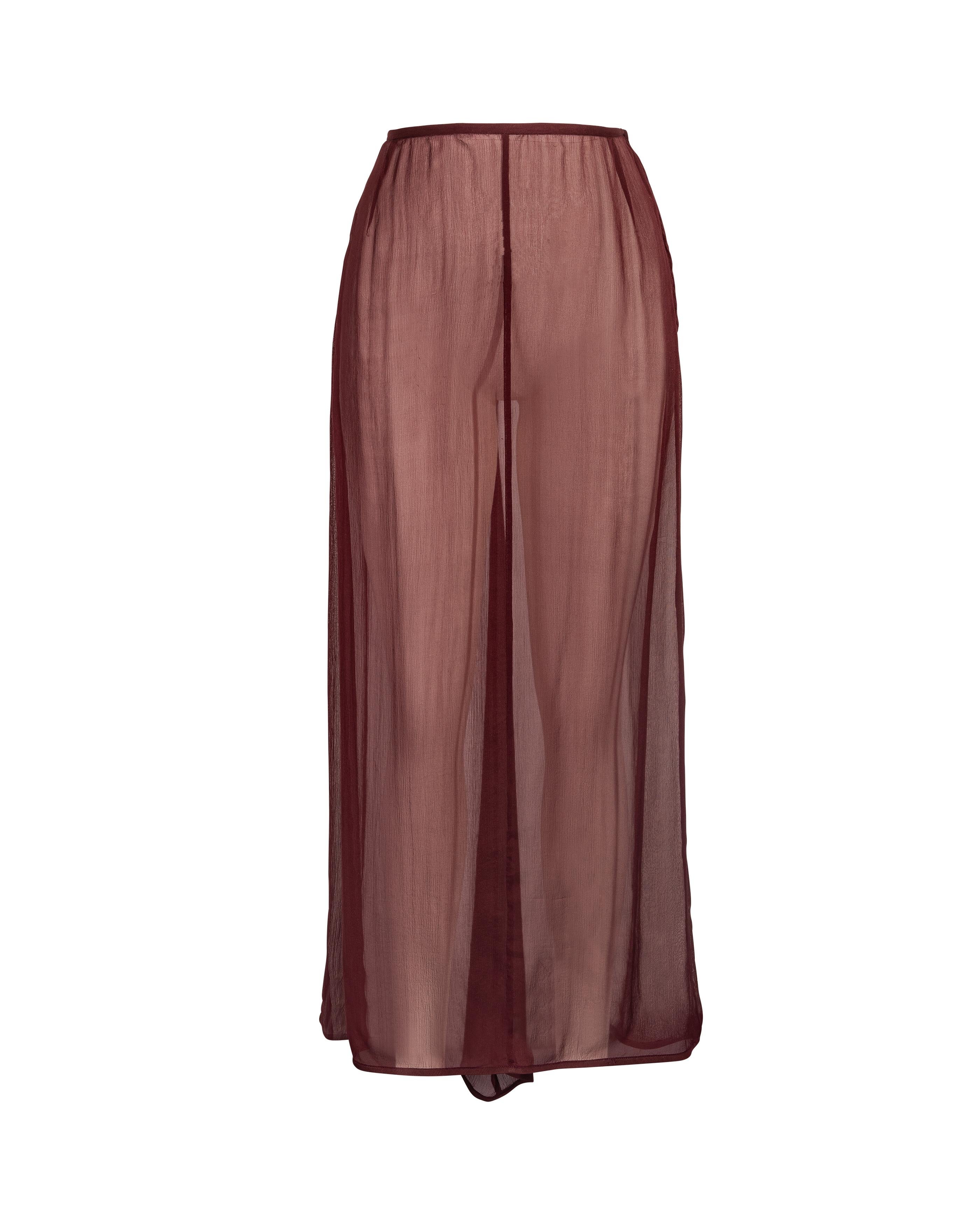 S/S 1997 Prada by Miuccia Prada Merlot Silk Chiffon Skirt Set 4