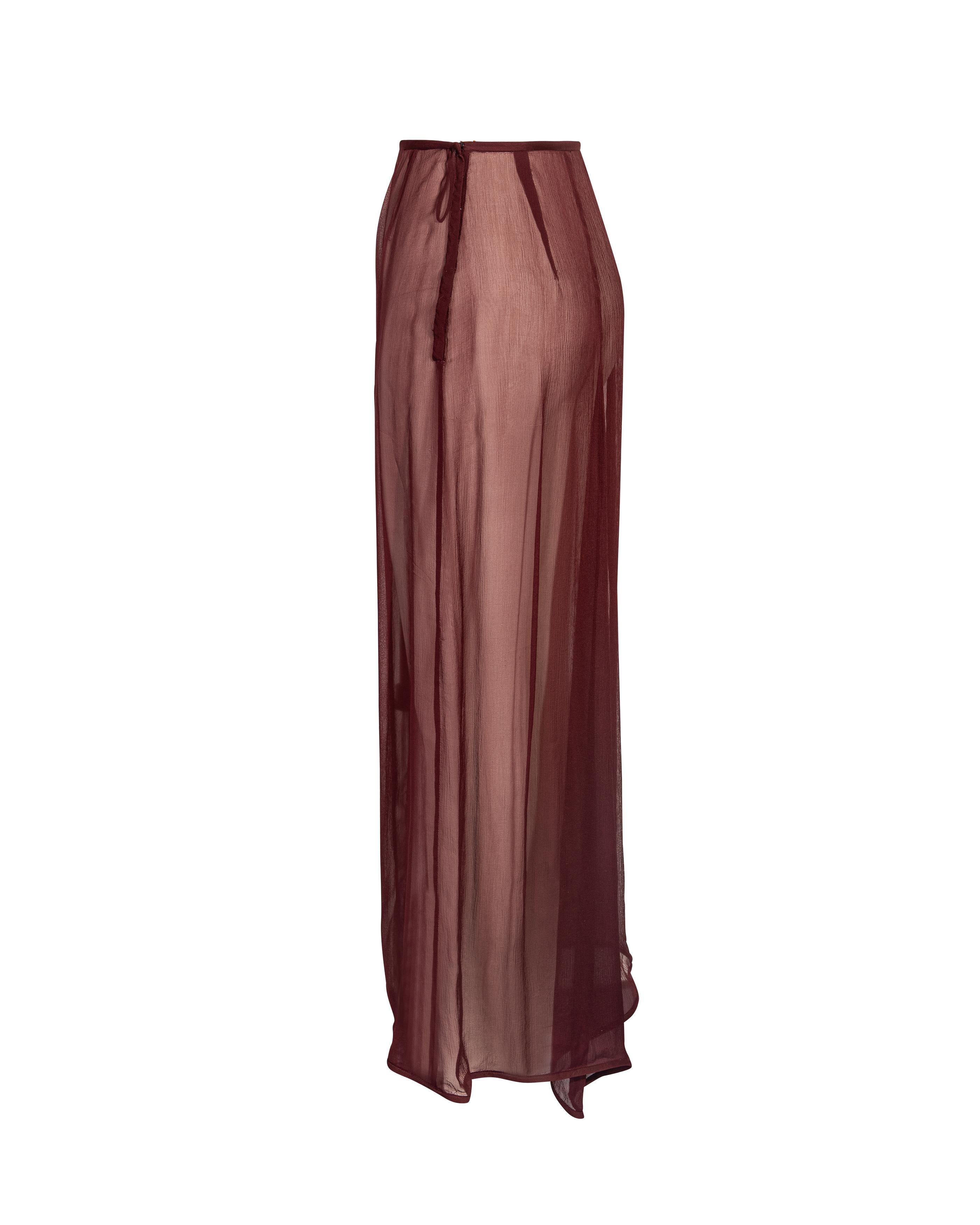 S/S 1997 Prada by Miuccia Prada Merlot Silk Chiffon Skirt Set 5