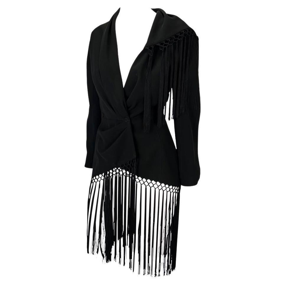 S/S 1997 Thierry Mugler Couture 'Les Insectes' Black Fringe Tassel Blazer  For Sale