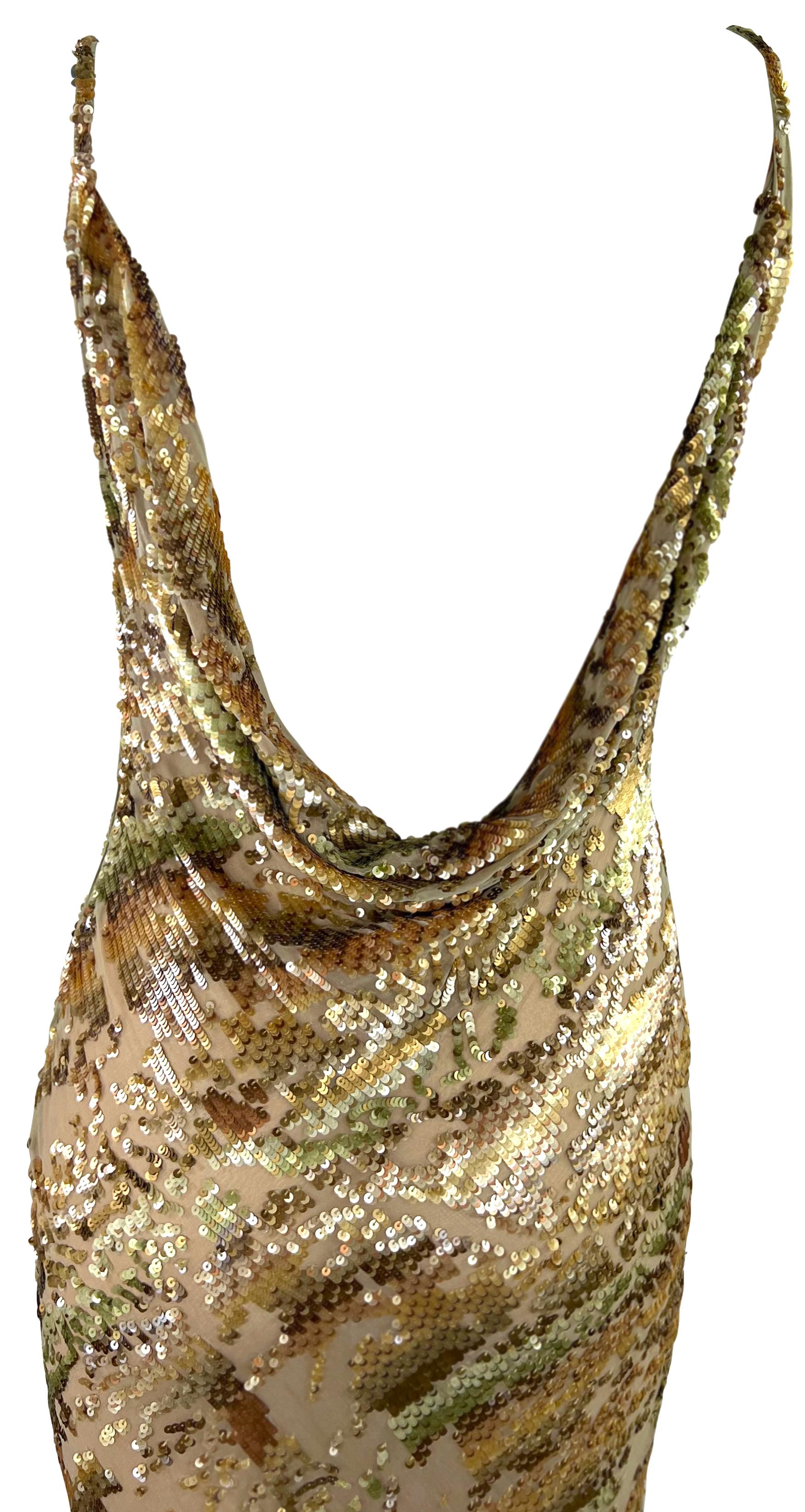 S/S 1997 Valentino Garavani Runway Ad Dégradé Sequin Plunging Cowl Backless Gown For Sale 6