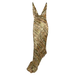 S/S 1997 Valentino Garavani Runway Ad Dégradé Sequin Plunging Cowl Backless Gown