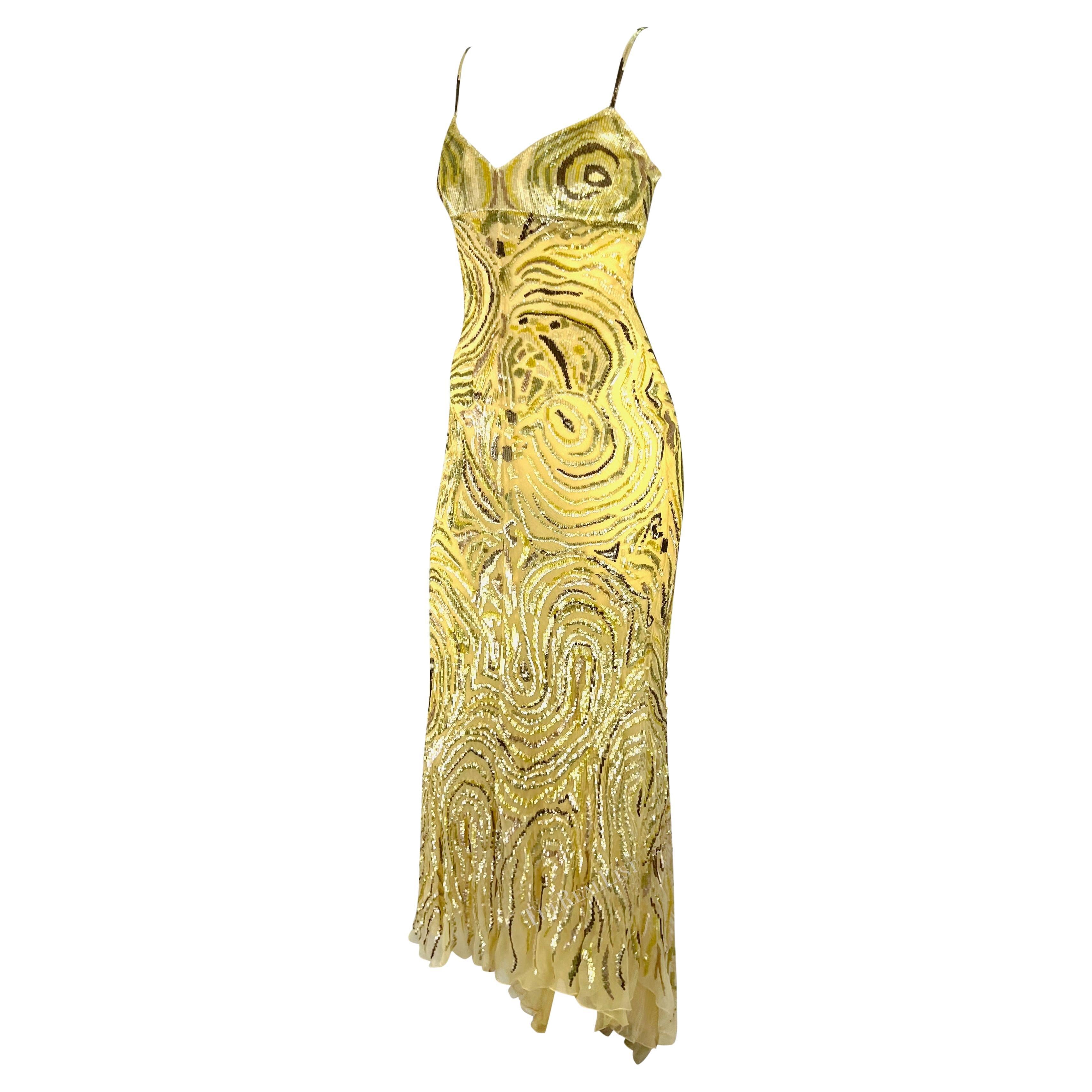 S/S 1997 Valentino Garavani Runway Naomi Abstract Organic Form Sequin Gown For Sale 6