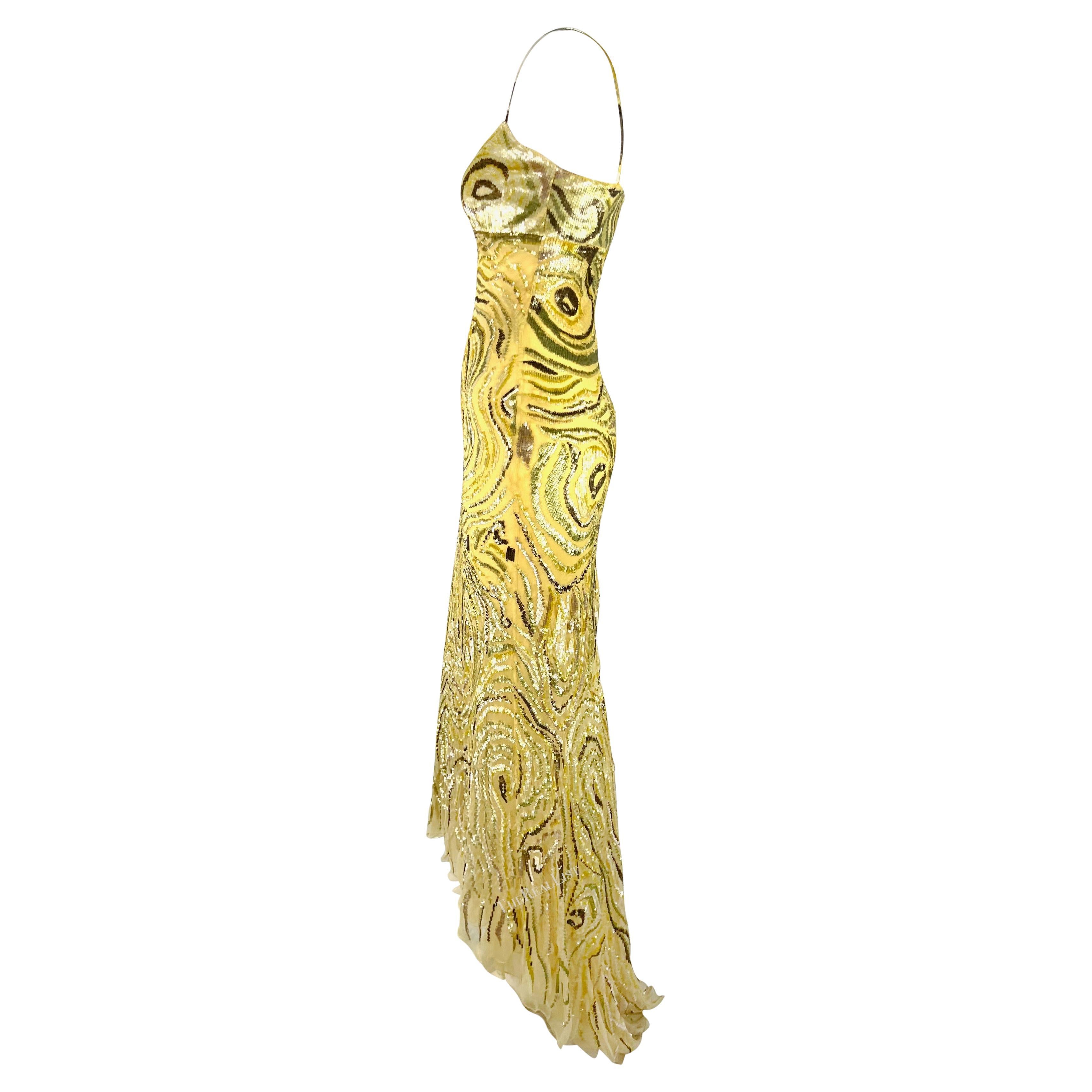 S/S 1997 Valentino Garavani Runway Naomi Abstract Organic Form Sequin Gown For Sale 12