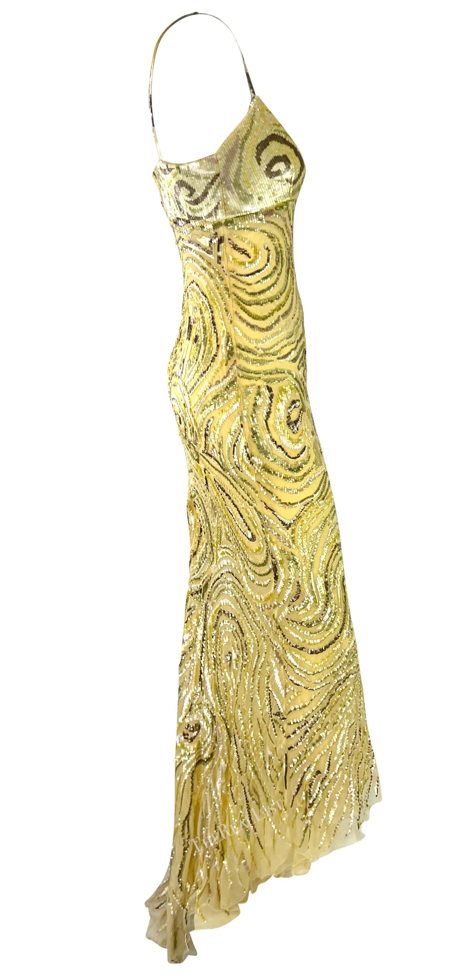 S/S 1997 Valentino Garavani Runway Naomi Abstract Organic Form Sequin Gown For Sale 14