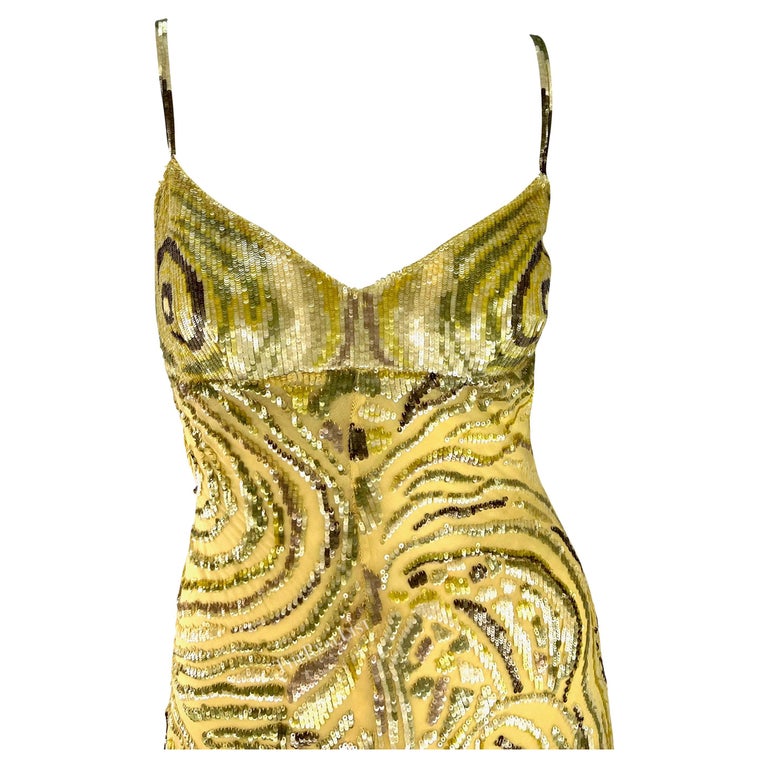 S/S 1997 Valentino Garavani Runway Naomi Abstract Organic Form Sequin Gown  at 1stDibs