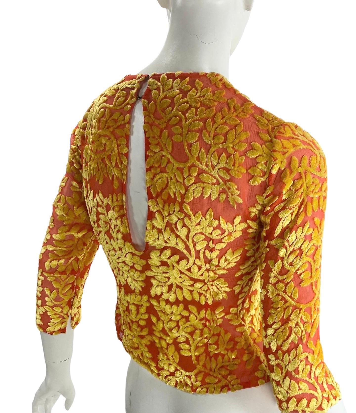 S/S 1997 Vintage Gianni Versace Couture Floral Devore Velvet Shirt For Sale 1