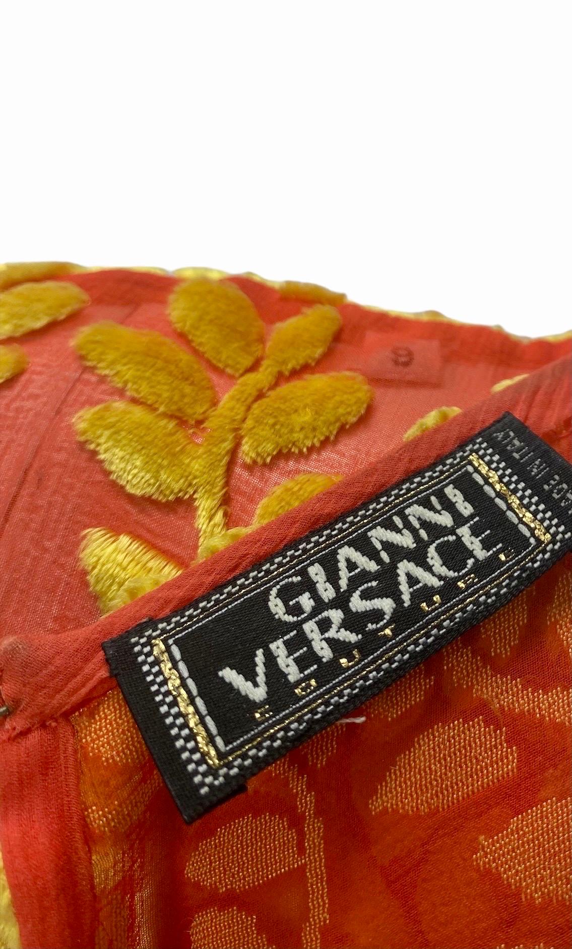S/S 1997 Vintage Gianni Versace Couture Floral Devore Velvet Shirt For Sale 2