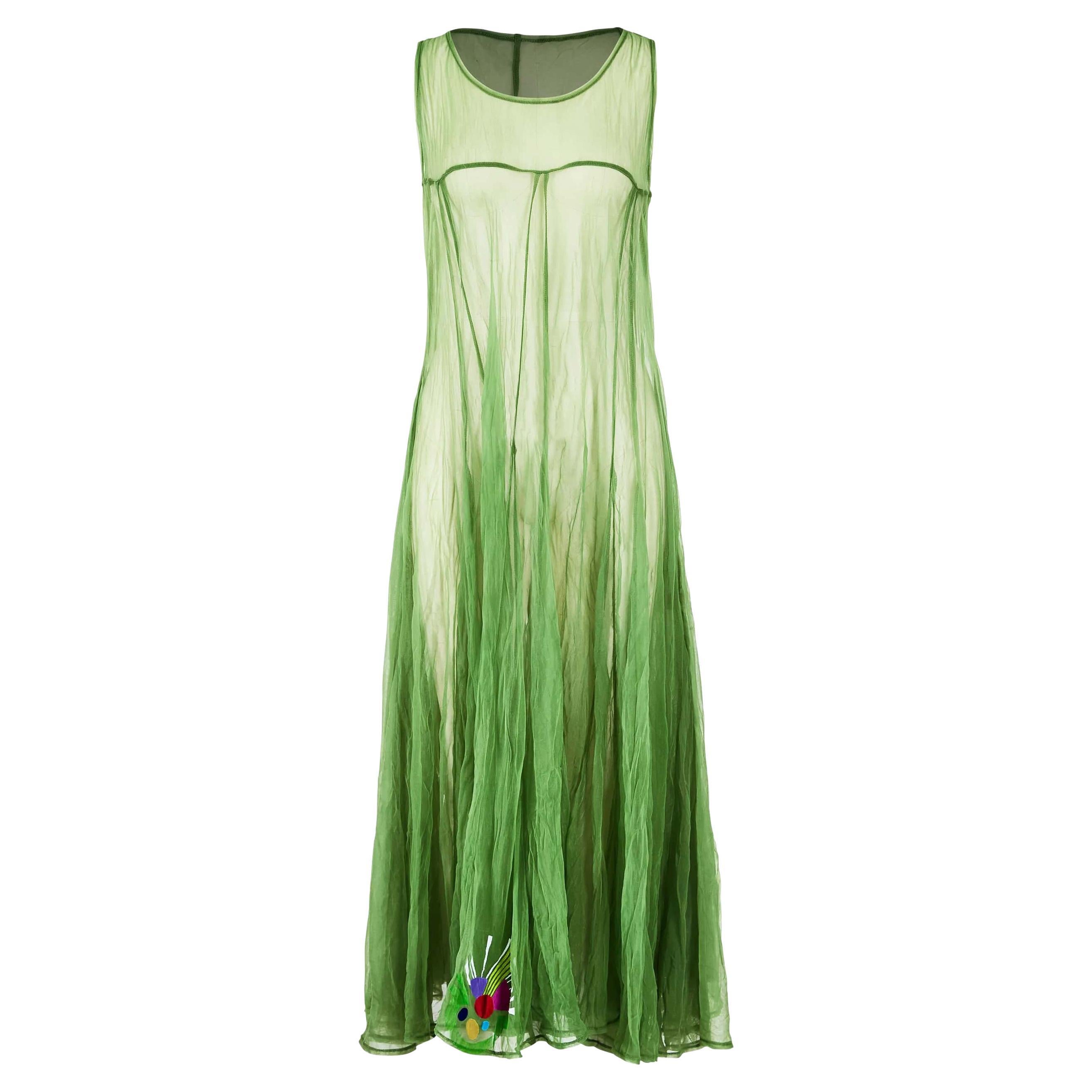 S/S 1997 Yohji Yamamoto Moss Green Sheer Mesh Maxi Dress