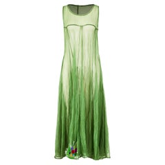 Yohji Yamamoto - Robe longue en maille transparente vert mousse, printemps-été 1997