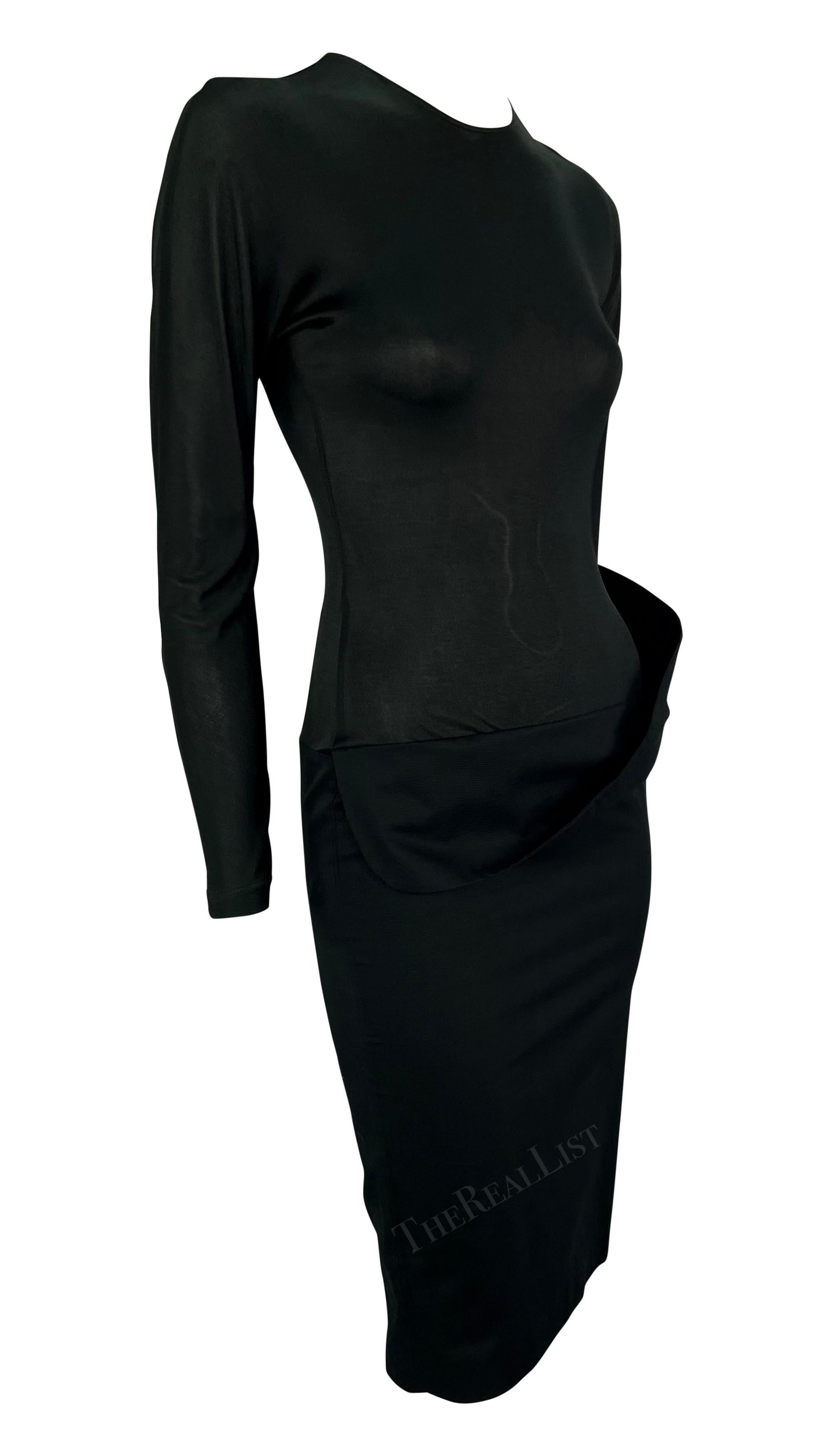 F/S 1998 Alexander McQueen 'Golden Shower' Schwarzes langärmeliges Eulenkleid mit langen Ärmeln im Zustand „Hervorragend“ im Angebot in West Hollywood, CA