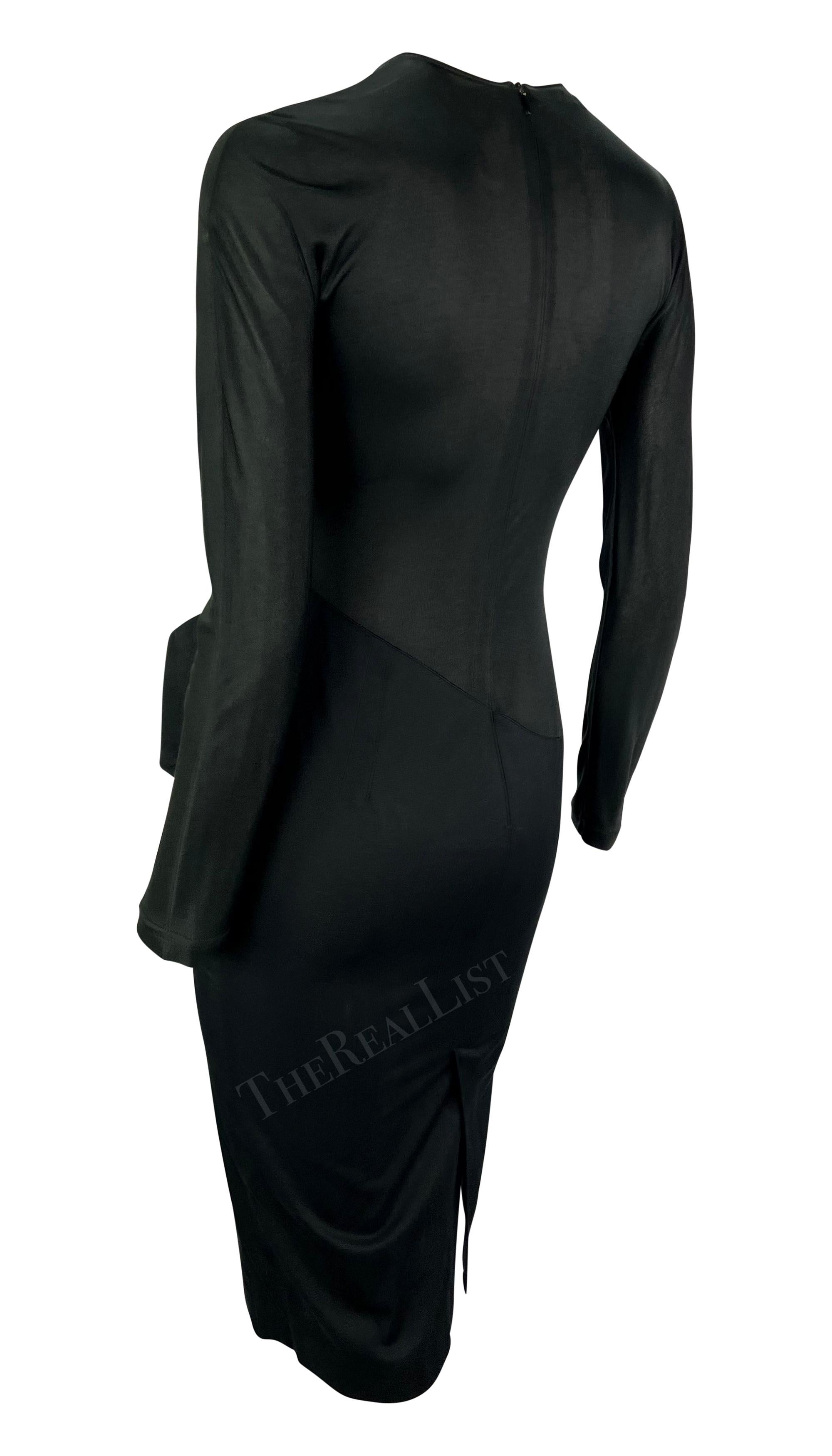 Women's S/S 1998 Alexander McQueen 'Golden Shower' Black Long Sleeve Cowl Dress For Sale