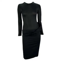 S/S 1998 Alexander McQueen 'Golden Shower' Black Long Sleeve Cowl Dress