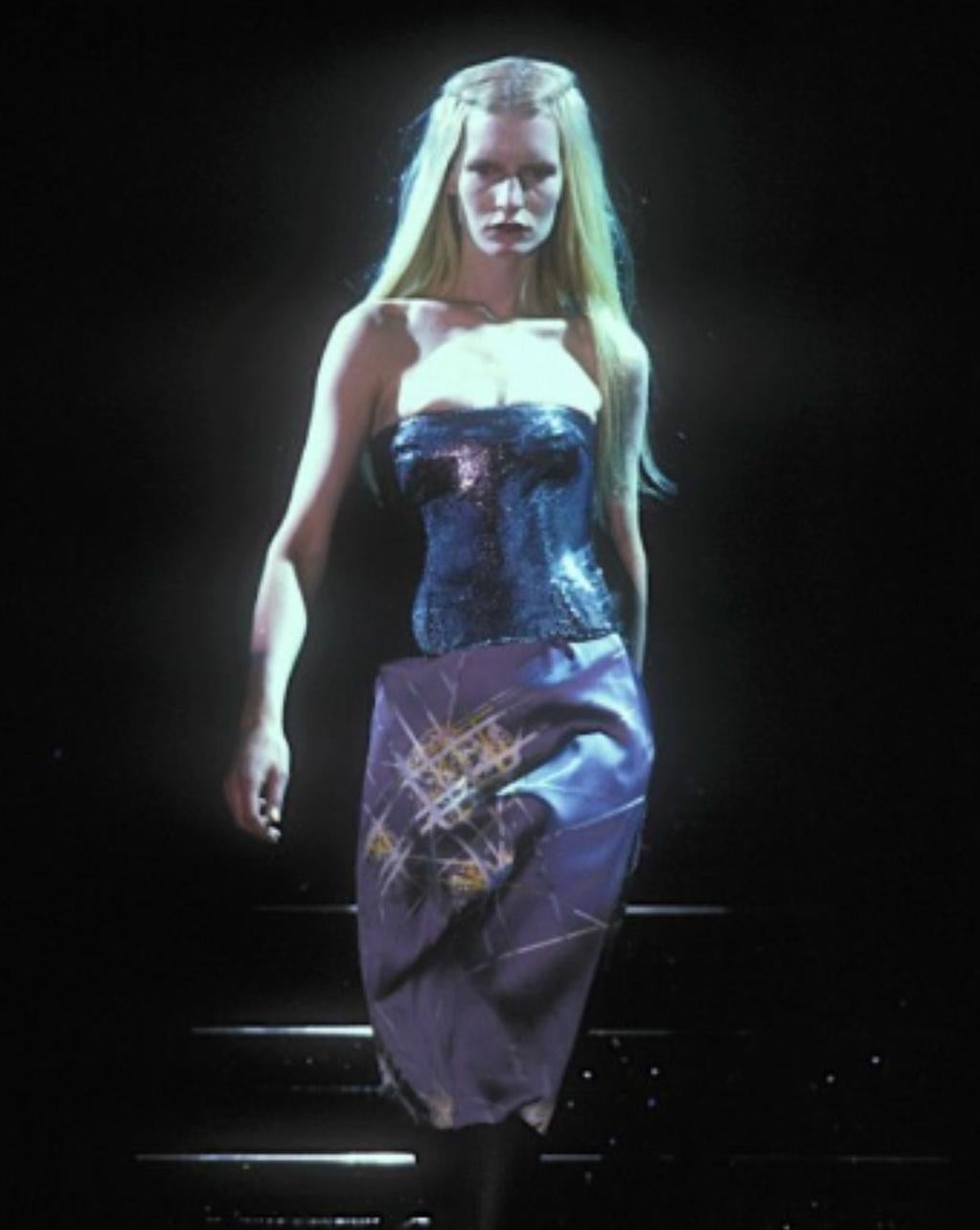S/S 1998 Atelier Versace Haute Couture Top cotte de mailles violet sans bretelles Oroton en vente 2