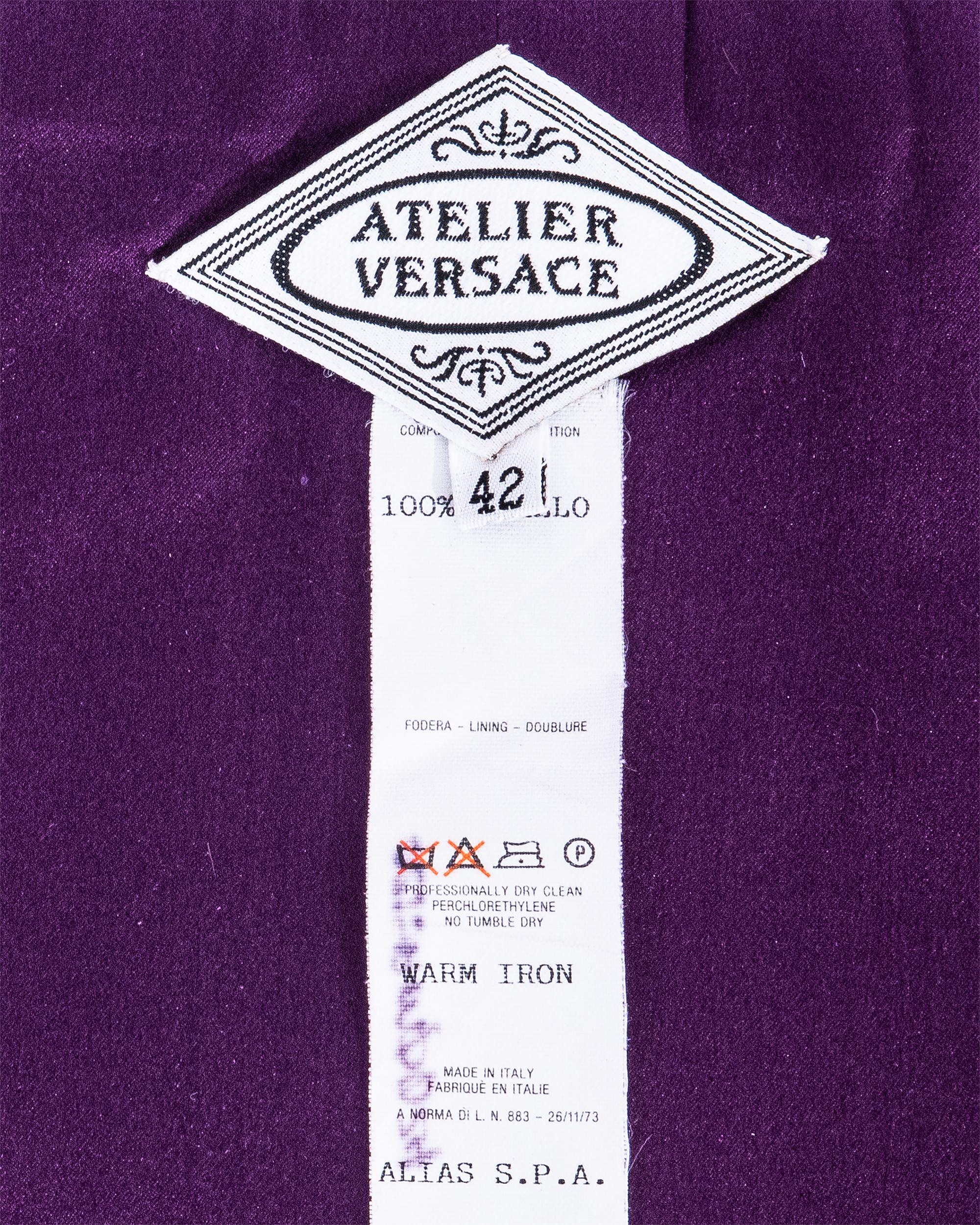 S/S 1998 Atelier Versace Haute Couture Top cotte de mailles violet sans bretelles Oroton en vente 5