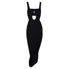 S/S 1998 Chanel Black Cut-Out Bodycon Pin-Up Wiggle Dress