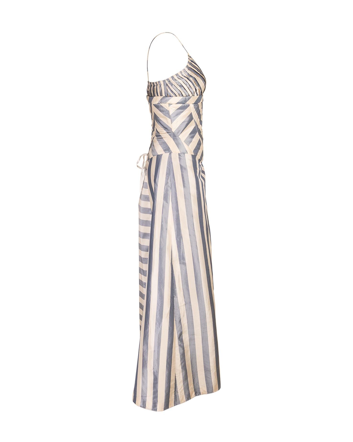 S/S 1998 Chloé by Stella McCartney Striped Silk Taffeta Corset Gown In Good Condition In North Hollywood, CA
