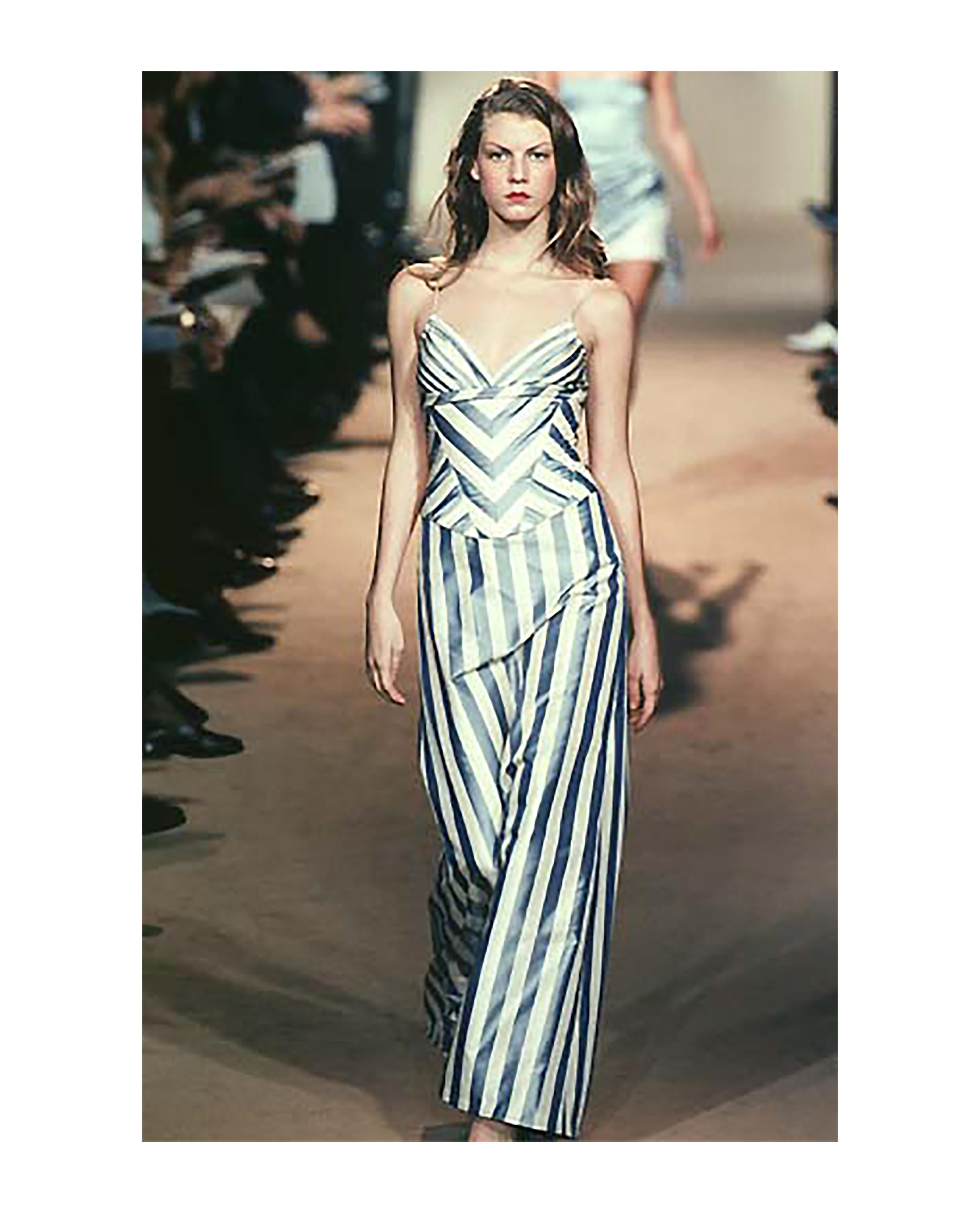 S/S 1998 Chloé by Stella McCartney Striped Silk Taffeta Corset Gown 2
