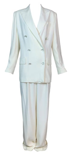 S/S 1998 Christian Dior by John Galliano 1920's Starlet Baggy Ivory Pant Suit