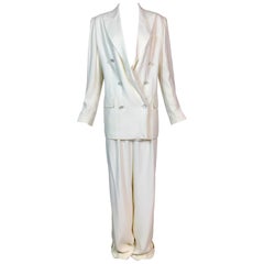 S/S 1998 Christian Dior by John Galliano 1920's Starlet Baggy Ivory Pant Suit